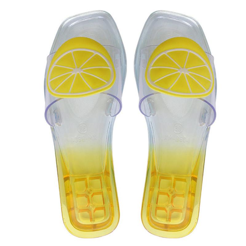 

Summer lovely fruit shoes temperament non-slip lazy person drag half drag gradient transparent crystal slippers, Watermelon