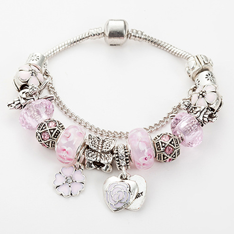 

Wholesale-Pendant Charm Bracelet Luxury Designer Jewelry Silver Plated with Original Box for Pandora DIY Beaded Bracelet Birthday Gift