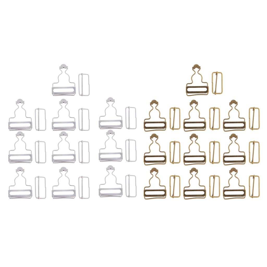 

12 pieces gourd shape metal brace buckle for jean dresss sewing accessory, Black