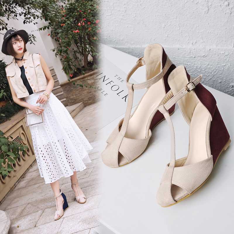 

Zapatos Mujer Ladies Shoes Woman Chaussure Gladiator Women Wedge Summer Sandals Pumps Cross-tied High Heels Platform, Black