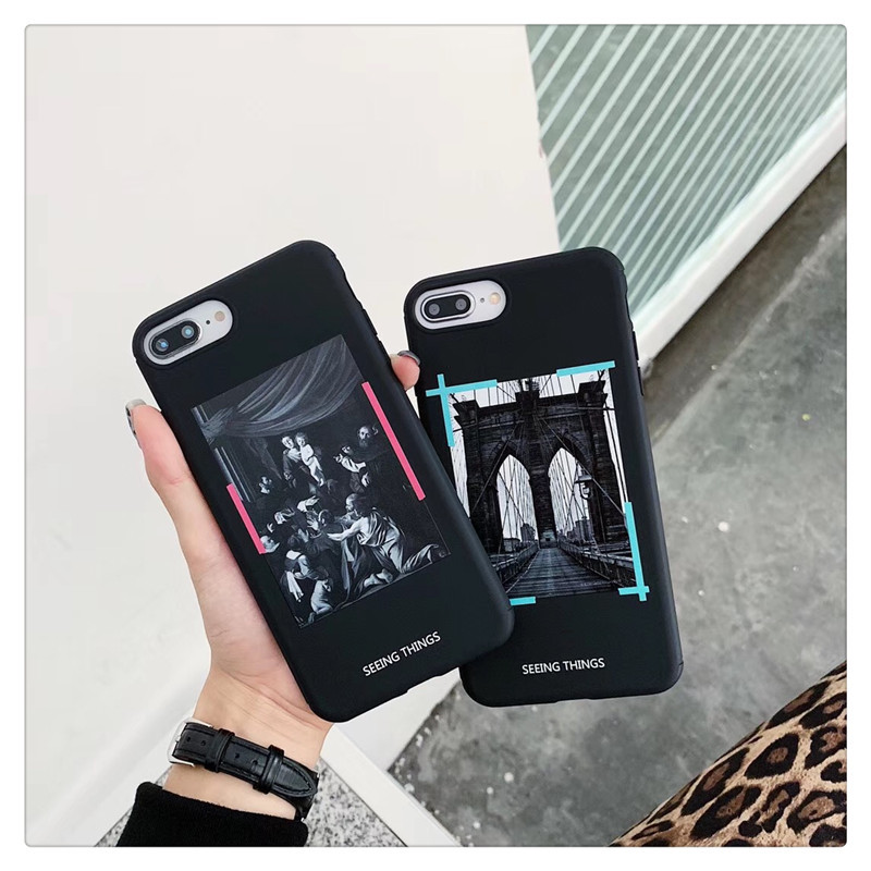

NEW fashion 3D printing stripes cover for iphone 11 pro 6 S 7 8 plus 8 8plus X 10 XR XS MAX white Classic painting Lanyard crossing