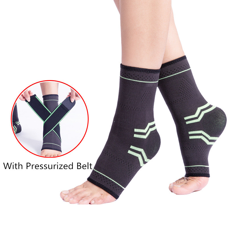 

1 Pair Pressurizable Compression Ankle Brace Support Adjustable Ankle Joint Protector Sleeve for Running Basketball Football, Red with belt