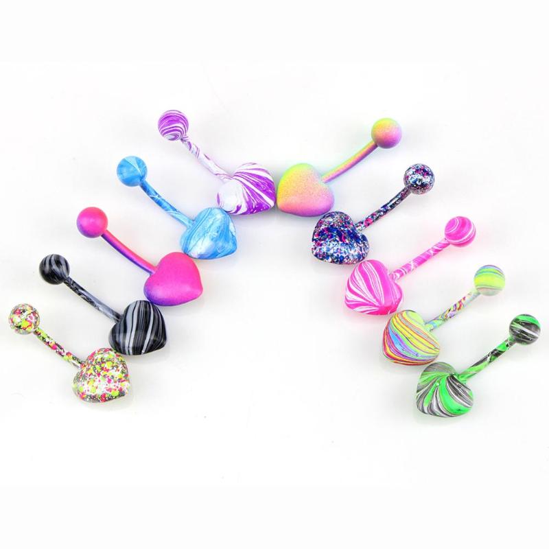 

Other Stainless Steel Belly Button Ring Heart-shape 5/10PCS Colorful Umbilical Nails Navel Body Piercing For Women Jewelry Wholesale