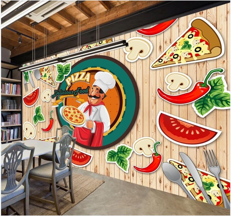 

3d wallpaper custom photo Vintage Pizza Western Restaurant Board Workwear living room home decor 3d wall murals wallpaper for walls 3 d, Non-woven