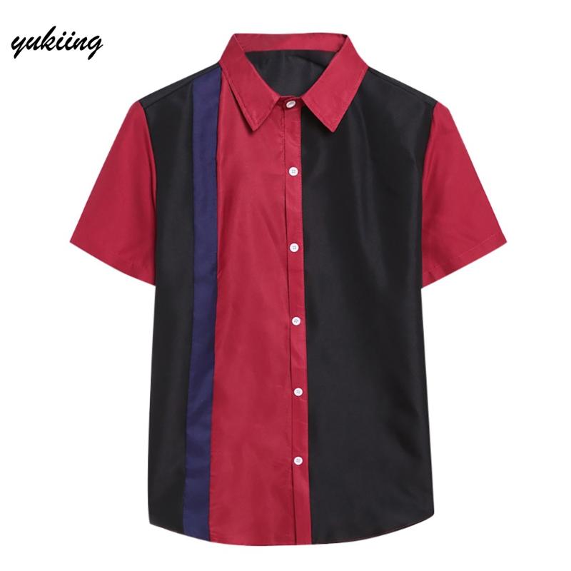 

Men' Shirts 2020 Summer Casual Fashion Color Collision Short Sleeve Thin Shirt Top Lapel Plaid Button Thin Section Shirt man, Black