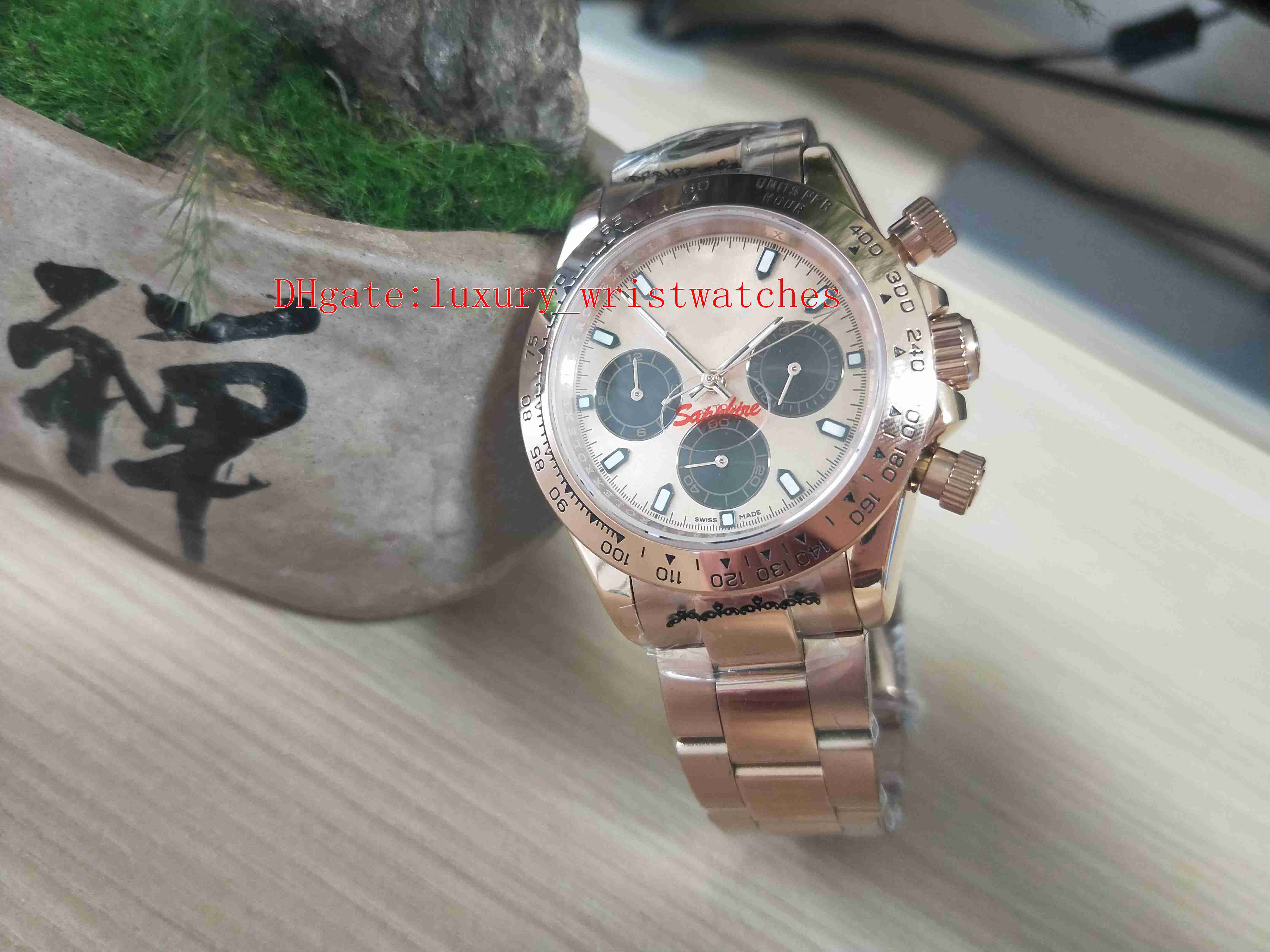 

Excellent High Quality good Wristwatch Cosmograph 116505 116505-0005 40mm 18k Rose Gold VK Quartz Chronograph Working Mens Watch Watches, No box papers