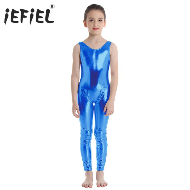 

American Ballet Lyrical Dance Costumes for Kids Girls Shiny Ballet Dance Ballerina Gymnastics Leotard Jumpsuit Unitard Dancewear, Gold