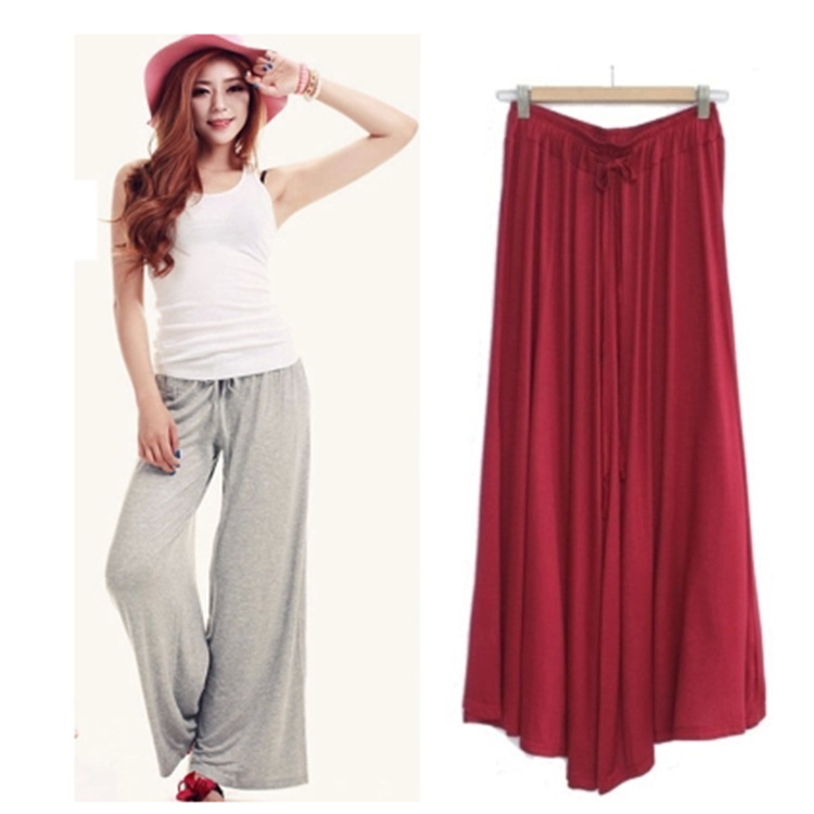 

2020 Summer Spring New Fashion Tide Red Black Casual Loose Elastic Waist High Pleated Wide Leg Women Loose Pants, Gray
