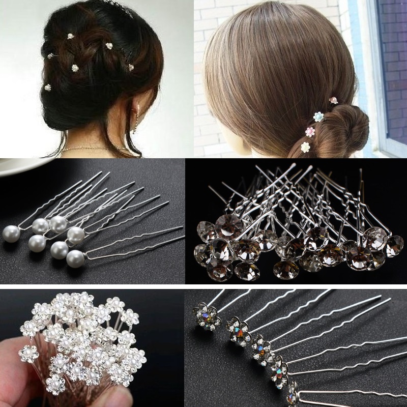 Women Fashion Pearl Flower Hair Clip Snap Barrette Stick Word Folder Accessories