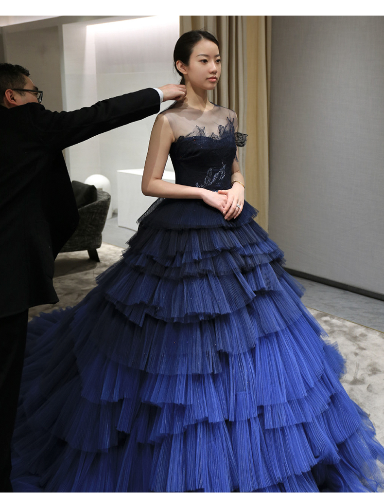 navy blue traditional wedding dresses