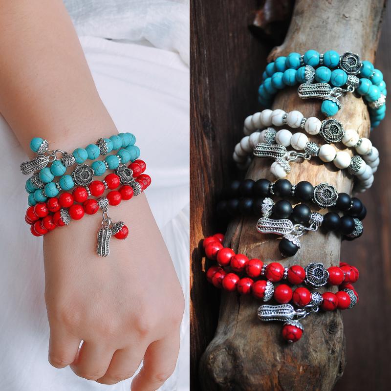 

Link, Chain Vintage Blue Red Black White Beaded Bracelet Women Jewelry Gifts