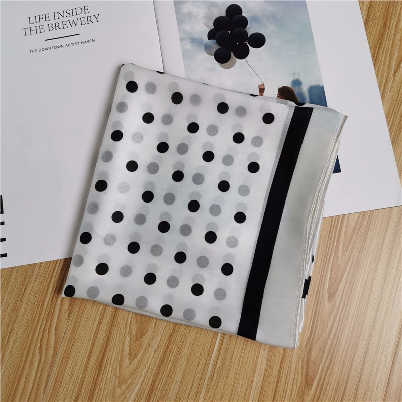 

Polka Dot Digital Printing Simulation Silk Scarf Square Scarf Professional Wild Wristband Multiple Colors To Choose, White