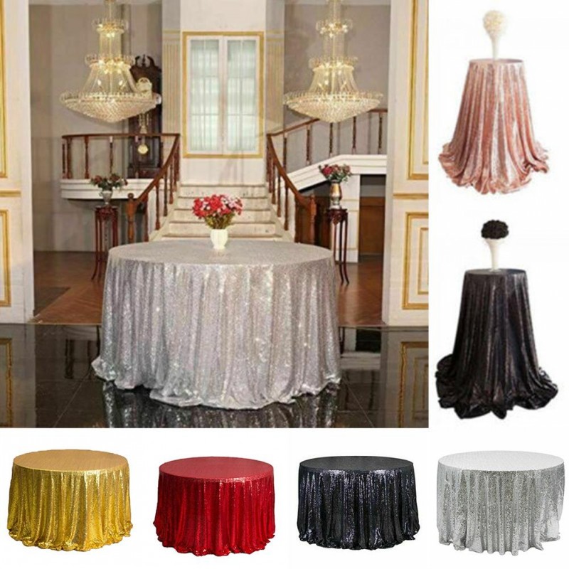 

Gold Silver Table Cloth Fabric Table Runner Sparkly Bling for Wedding Party Decoration High Quality Products