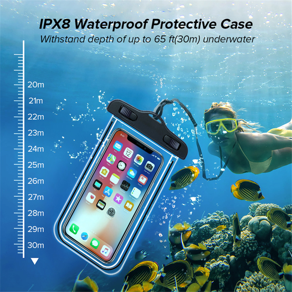 

IPX8 Universal Fluorescent effect Waterproof Case For Water proof Bag Mobile Phone Pouch Double Switch Design Strong Water Proof, #1