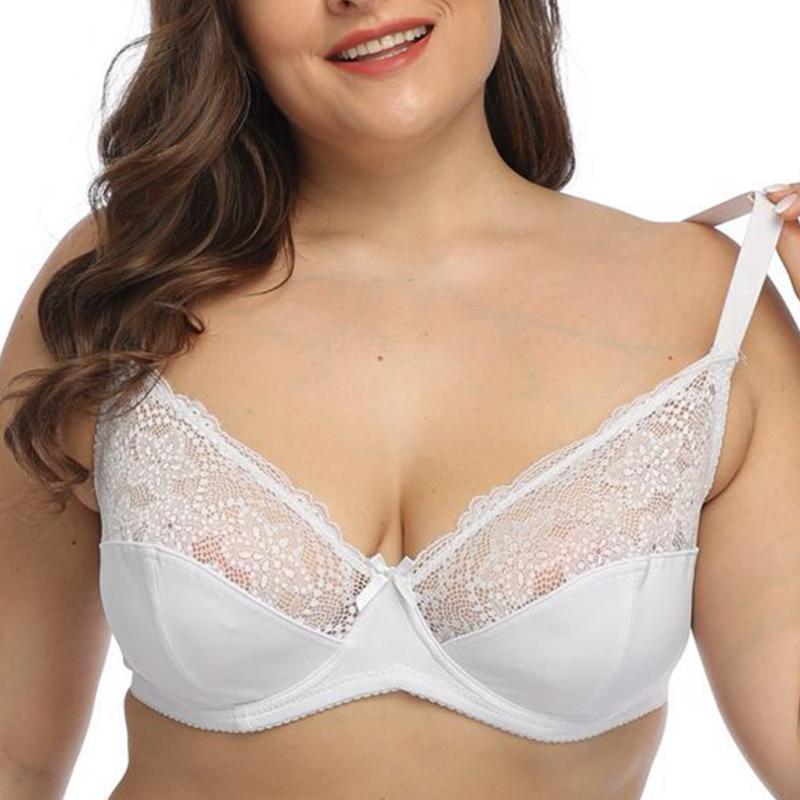 

Womens Lace Bra Underwired Ultra-thin Perspective Plus Size Bralette Sexy Bras Lingerie Large Brassiere B C D DD E Cup, Beige