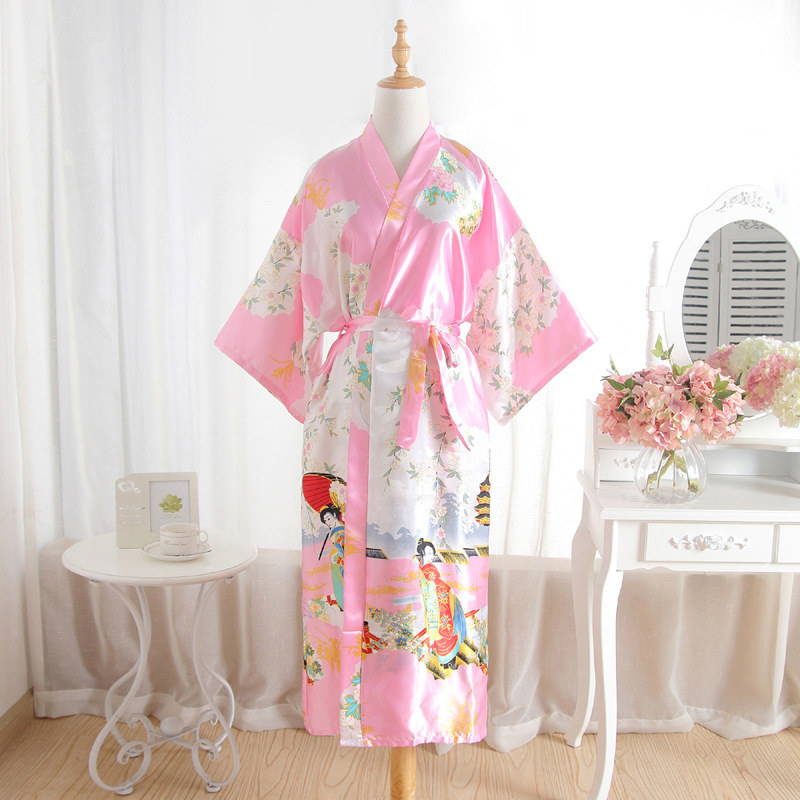 

Plus Size Womens Wedding Bride Bridesmaid Dressing Kimono Robe Pink Lady Rayon Bath Gown Yukata Nightgown Sleepwear Sleepshirts, Black