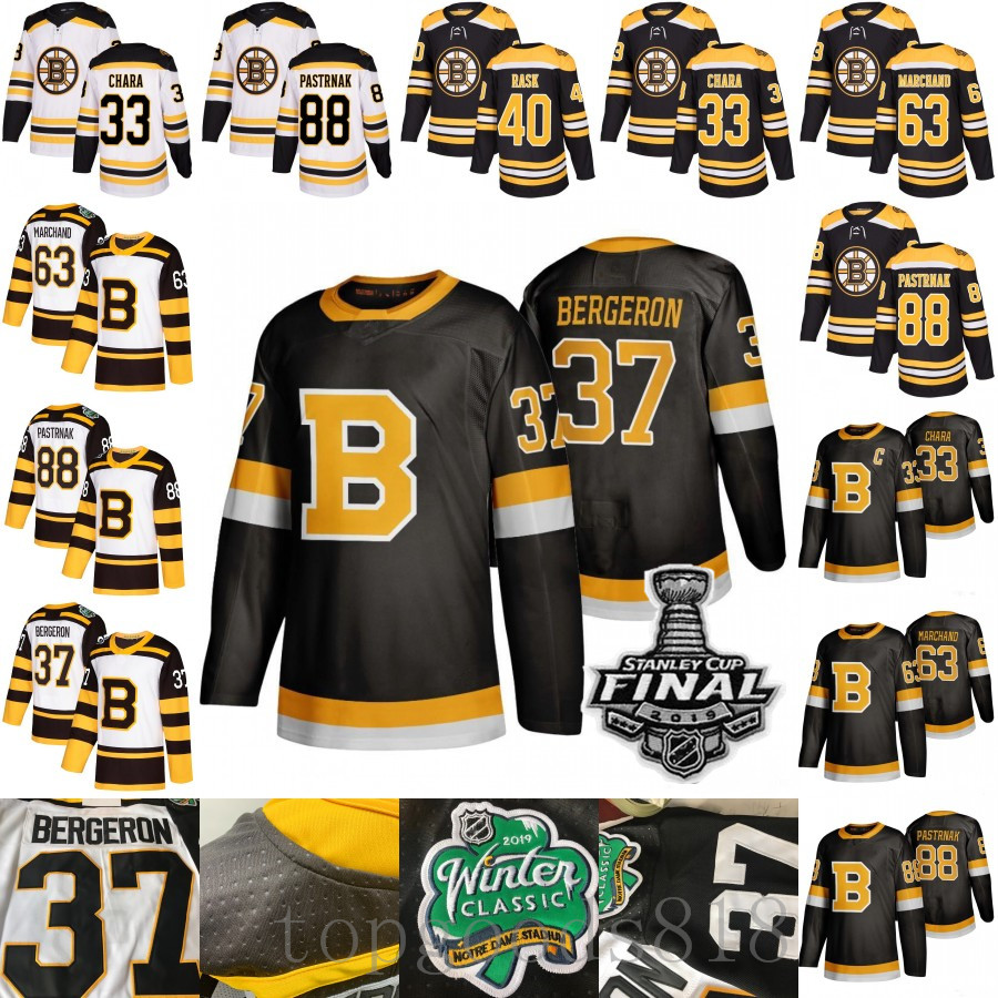 

Third Black Boston Bruins 37 Patrice Bergeron Brad Marchand Tuukka Rask David Pastrnak Krejci Zdeno Chara 2019 Winter Classic Hockey Jerseys, Black;red