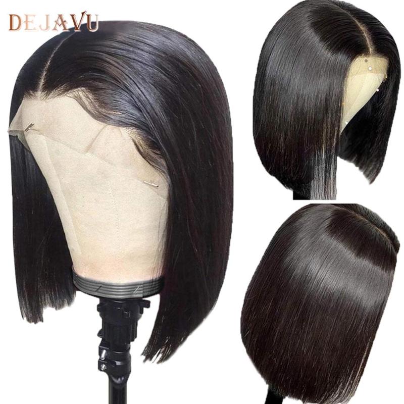 

Dejavu Straight Short Bob Human Hair Wigs 13x4 Remy Hair 130% Straight Bob Lace Front Wigs Brazilian Lace Front Human, Natural color