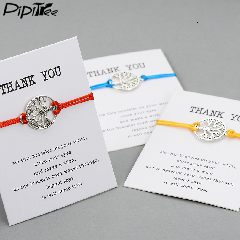 

Wholesale Life Tree Charm Bracelet For Women Men Children Adjustable Lucky Red String Bracelets Card Jewelry Gift