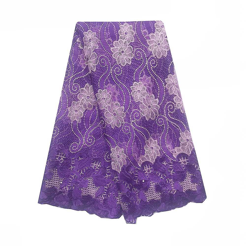 

WorthSJLH Latest African Lace Fabric 2019 High Quality White Purple Lace Fabric Swiss French Lace Fabric For Wedding Dress