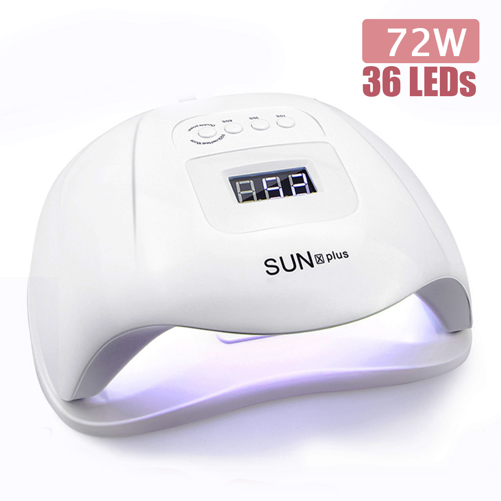 

72W Two Hand LED Nail Lamp Nail dryer For Manicure Pecicure 10/30/60/99s Timing Mode LCD Display Curing All Gels Motion Sensing LY191228, Pink