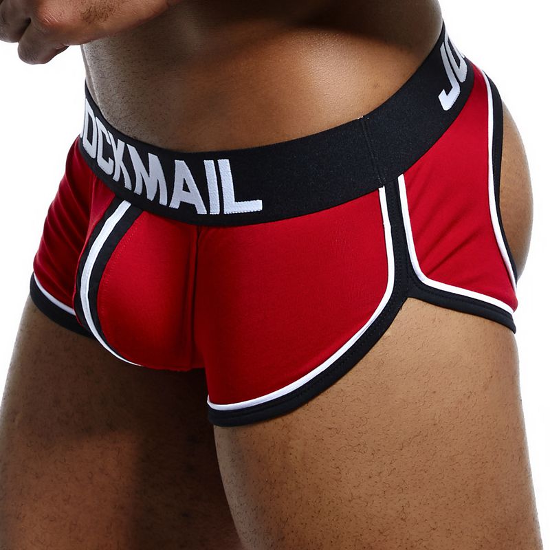 

JOCKMAIL Sexy Men Underwear Boxer shorts Backless Buttocks Cotton open back Gay Men Underwear JockStraps cuecas Gay panties, Mix colors(pls leave you need color thx