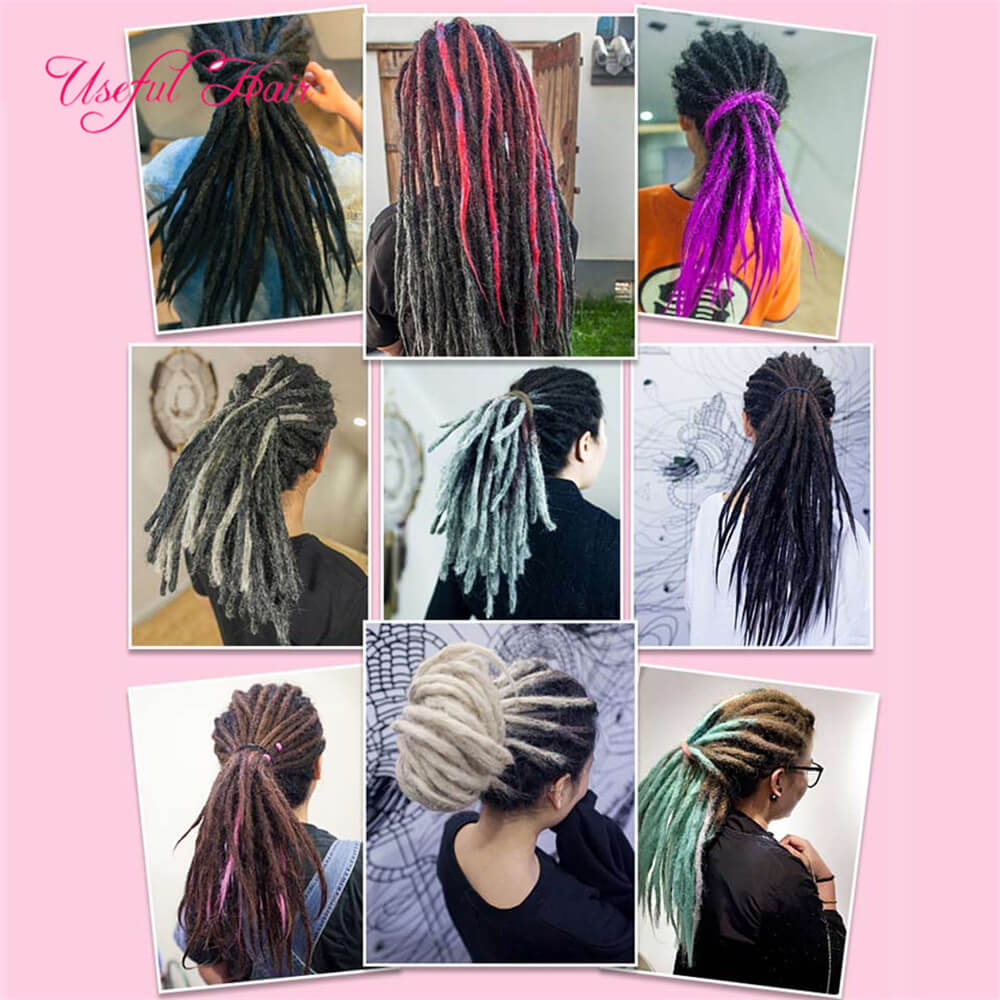 

Crochet Hair Extensions Dreadlocks Extension Handmade Crochet Synthetic Hair Extension for Dreadlock 20 Inch Soft Crochet Braid, #1
