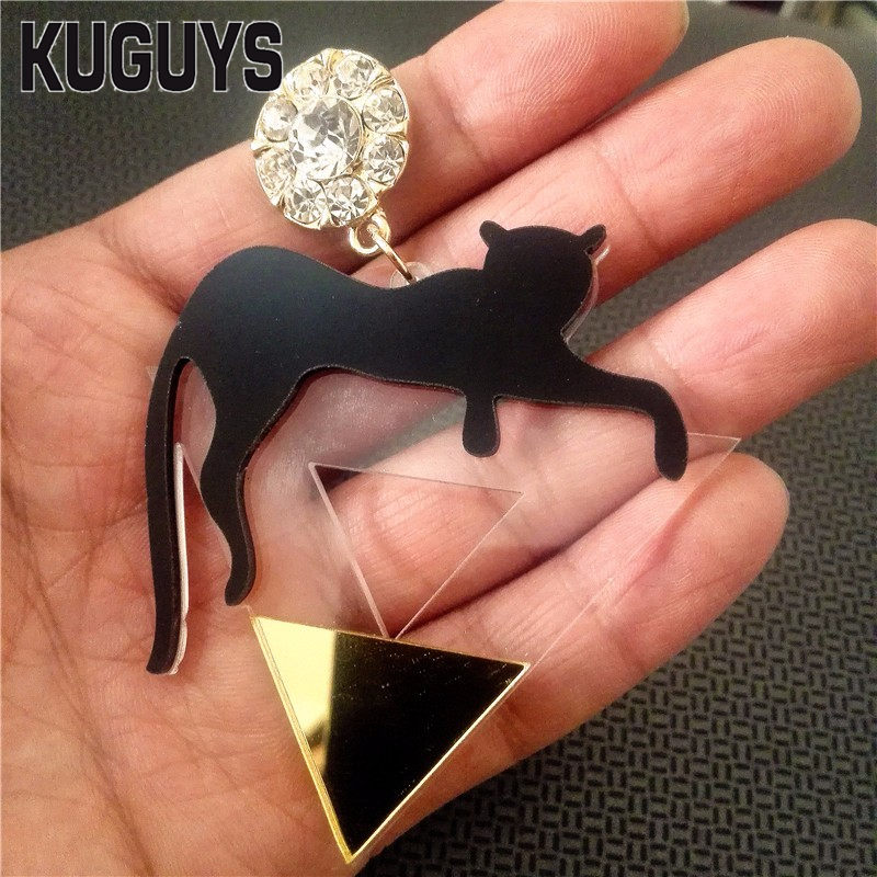 KUGUYS bijoux acrylique clair Super grandes boucles d'oreilles pendantes pour femmes Pendientes HipHop léopard Triangle goutte boucle d'oreille f