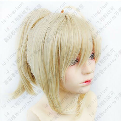 

298 Fate Stay Night Saber Cosplay Wig light Gold/blond Color Clip Ponytail