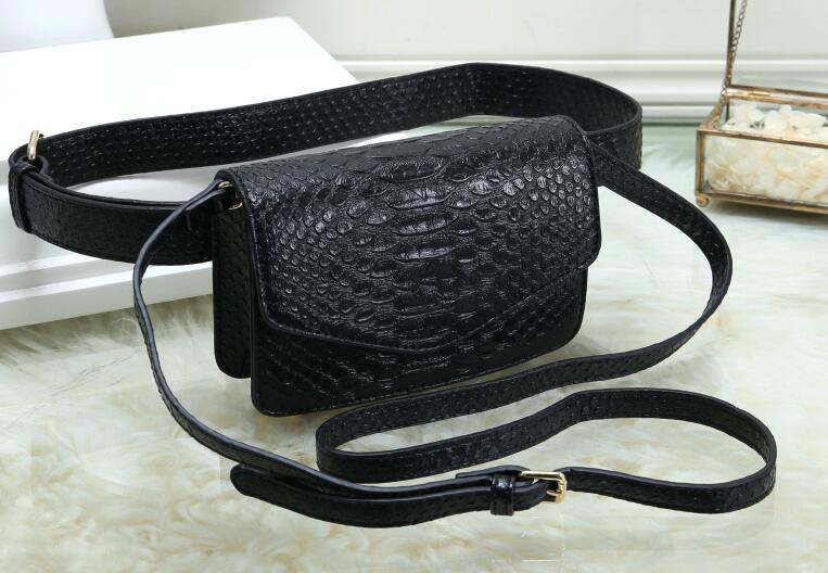 

Designer- 2019 New Hot Vogue Design Women's Snakeskin Leather Handbags Handbag Bags Waist Bag Shoulder Bag, Sky blue