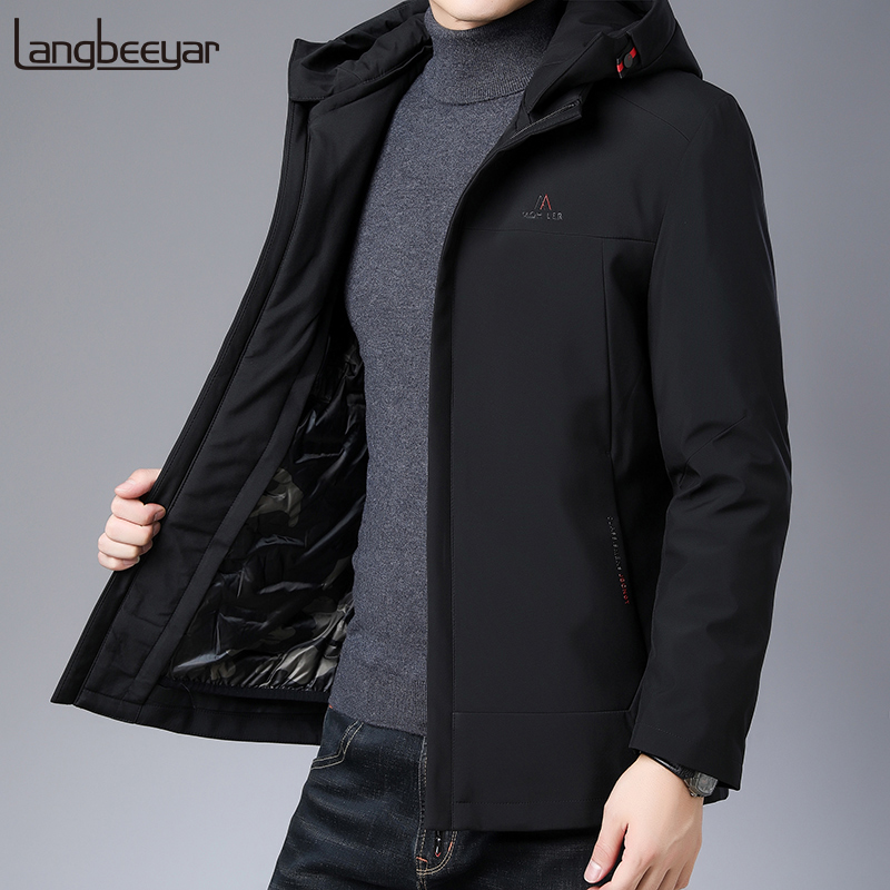 

Top Grade 2019 Winter Fashions Brand Down Jackets Men's Hooded Korean Streetwear Feather Coats Duck Down Warm Mens Clothing, Black
