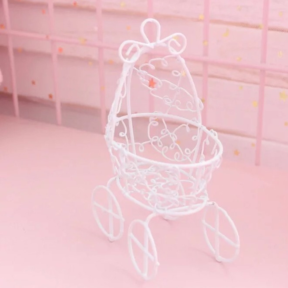 

Exquisite Trolley Shape Lightweight Storage Rack Iron Organizer Decorative Portable For Powder Puff Mini Practical Holder