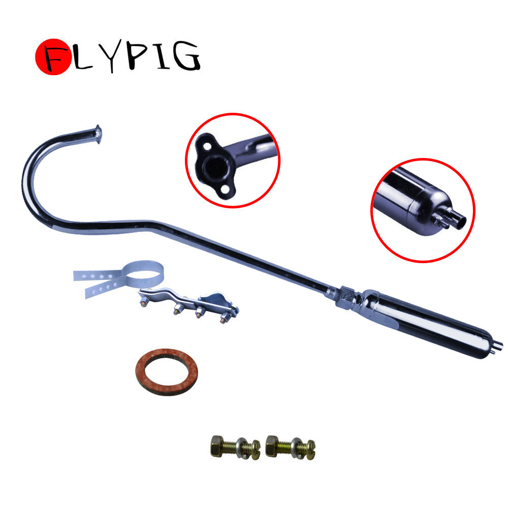 

66 / 80cc bike gas engine motor parts - extension pipe exhaust muffler chrome @20