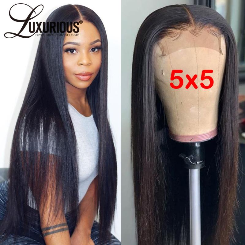 

5x5 Lace Closure Wigs Deep Part Pre Plucked Hairline With Baby Hair Straight Brazilian Human Hair 4x4 Closure Wigs For Women, 4x4 closure wig