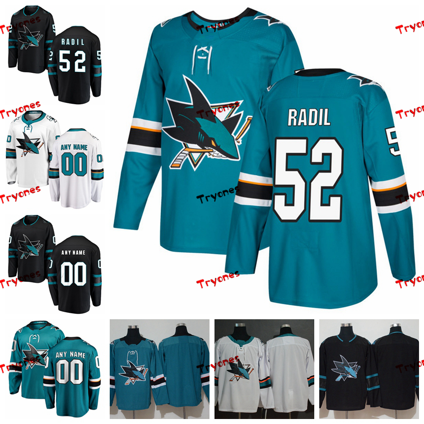 

2019 Lukas Radil San Jose Sharks Stitched Jerseys Mens Customize Alternate Black Home Shirts 52 Lukas Radil Hockey Jerseys S, Custom teal green