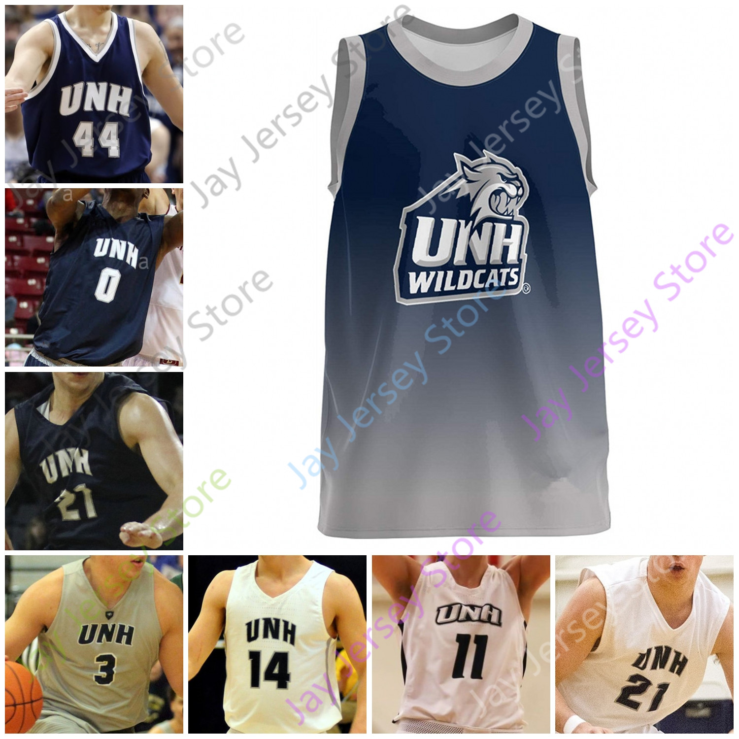 

Custom New Hampshire UNH Wildcats Basketball Jersey NCAA College Guadarrama Sutherlin Martinez Hopkins Lester Maultsby Tchoukuiengo Carbone, Navy i