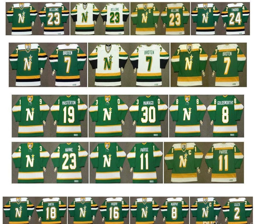 

Vintage Minnesota North Stars Jersey 9 Mike Modano 23 Brian Bellows 24 MARK TINORDI 18 BOBBY SMITH 16 BRIAN PROPP 2 CURT GILES Retro Hockey, Colour 3