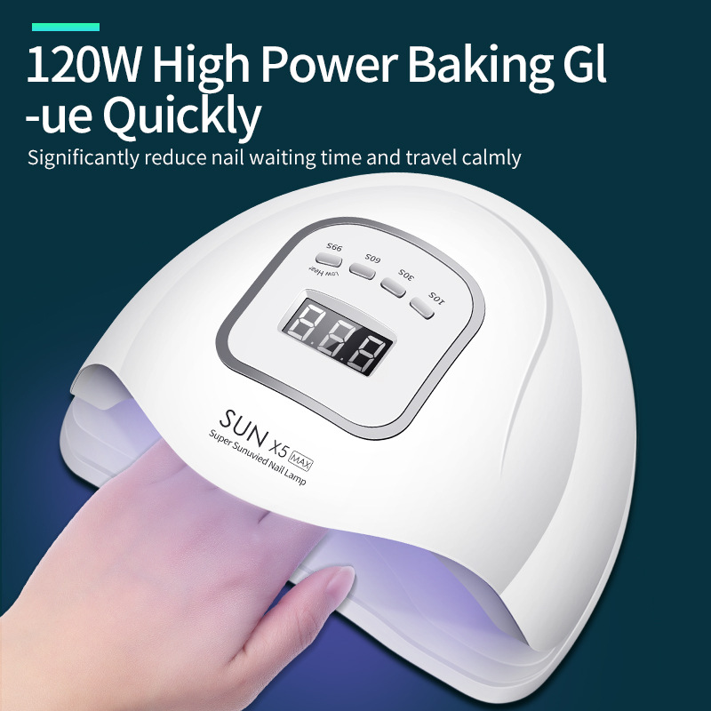 

UN X5 UV LED Lamp 120W Nail Dryer LCD Monitor 45 LED Nail Dryer Dry Light Curing Gel Polishing Sensor Smart Timer Manicure, Sun 9x 36w usb