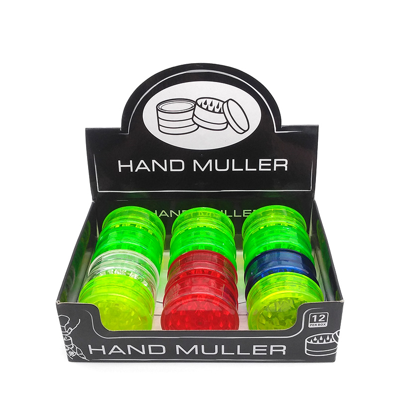 

60mm Acrylic Herb Grinder Herb Grinders 3 Parts Containers Plastic Transparent Color For Tobacco Grinder Smoking pipe