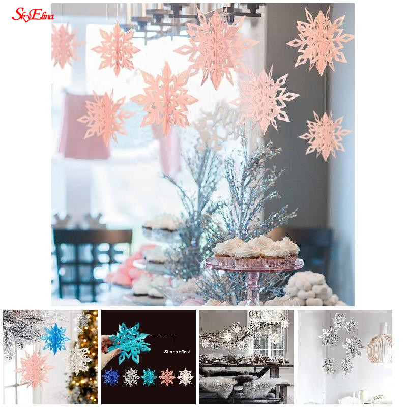 

1 set Cardboard 3D Snowflake Pendant Cardboard Three-dimensional New Year's Christmas Decorations for Home Party Decoration 5z