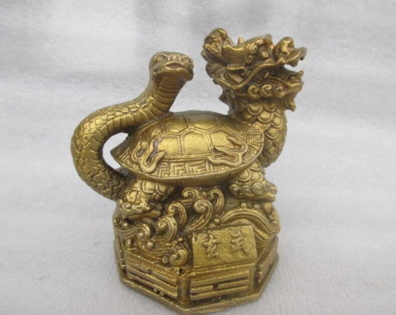 Chinese Pure brass Turtle back monkey small statue