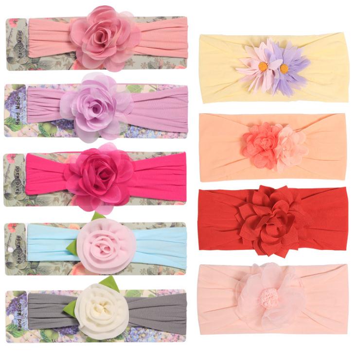 

2020 Baby Accessories Girls Chiffon flowerHeadbands Toddler Hair Band Solid Newborn Headwear Photo Props Kids Gifts FD38