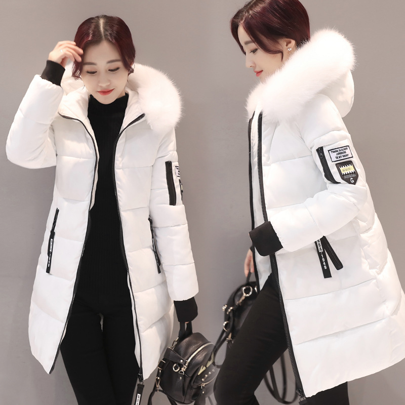 

New Womens Winter Coats Womans Long Cotton Casual Fur Hooded Jackets Warm Parkas Female Overcoat Coat Free shipping, Black