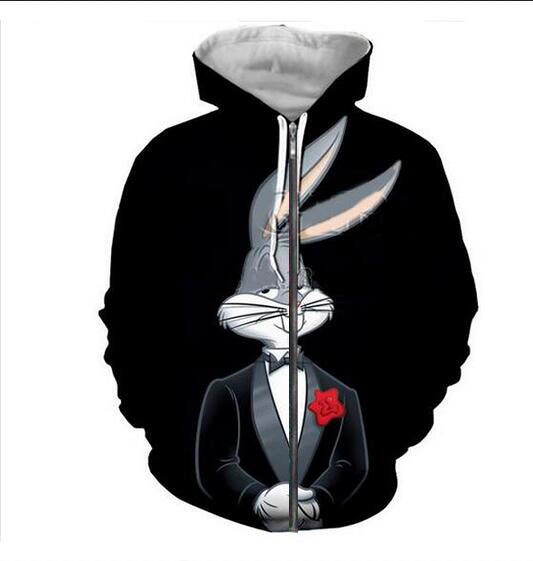 

New Fashion Unisex Sweatshirt hoodies Men Women cartoon looney tunes Sweatshirts Harajuku Oversized ZIPPER Jacket Clothes, As shown 3