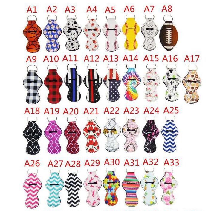 

Lilly Lipstick Chapstick Holder Keychain Girl Neoprene Lip Balm Holder Key Ring Valentines Gift Wrap Flexible Keychain 55 Colors ZYQ151, Red;blue