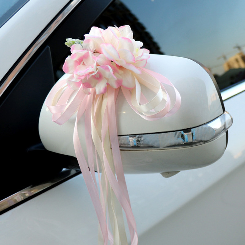 

Silk Ribbon Flower Wedding Party Artificial Flowers Bridal Car Mirror Door Decoration C44, Violet