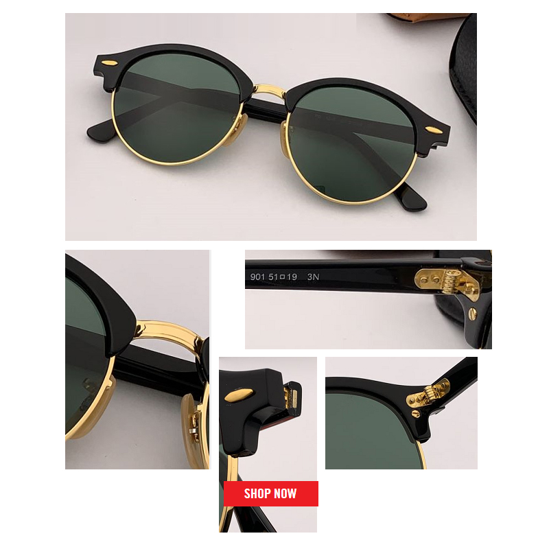 

new Retro Classic Vintage Round Sunglasses Men Brand Designer circle Sun Glasses Women 4246 top quality green lens Eyewear Driving, White;black