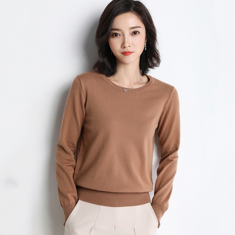 

2020 new high quality spring and autumn sweater ladies women' pullovers O-neck knitted slim soft, White-bxol