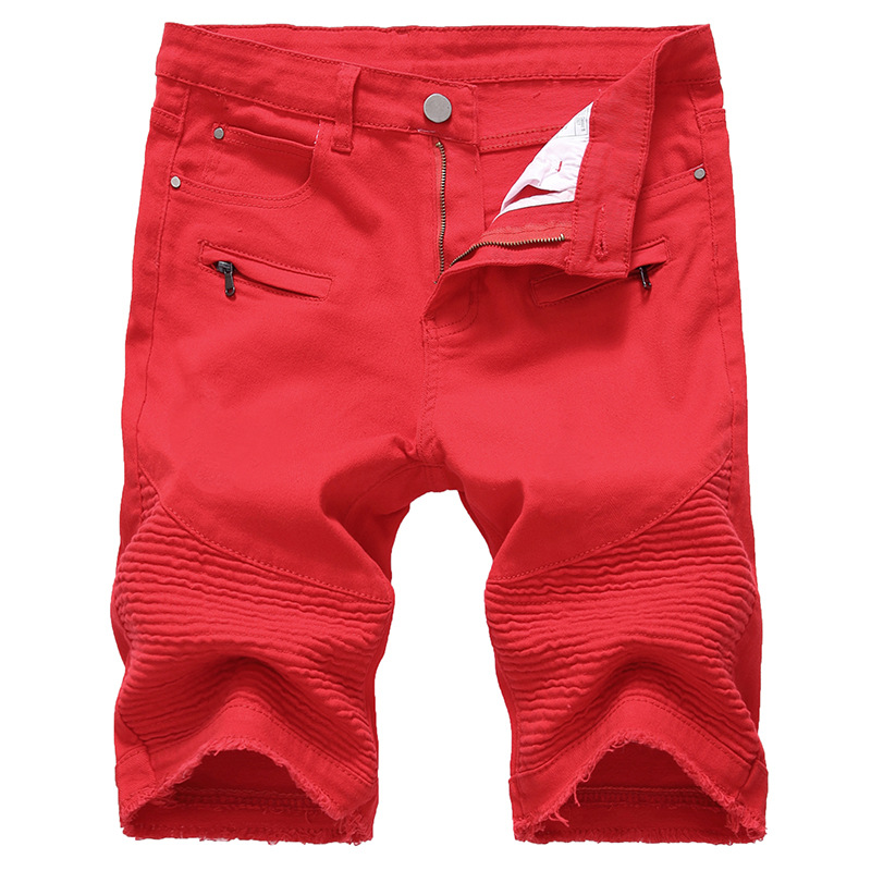 Stretch Taped Biker Short Jeans Men Summer Elastic Mens Denim Shorts Casual Streetwear Straight Bermuda Jeans Masculina 42
