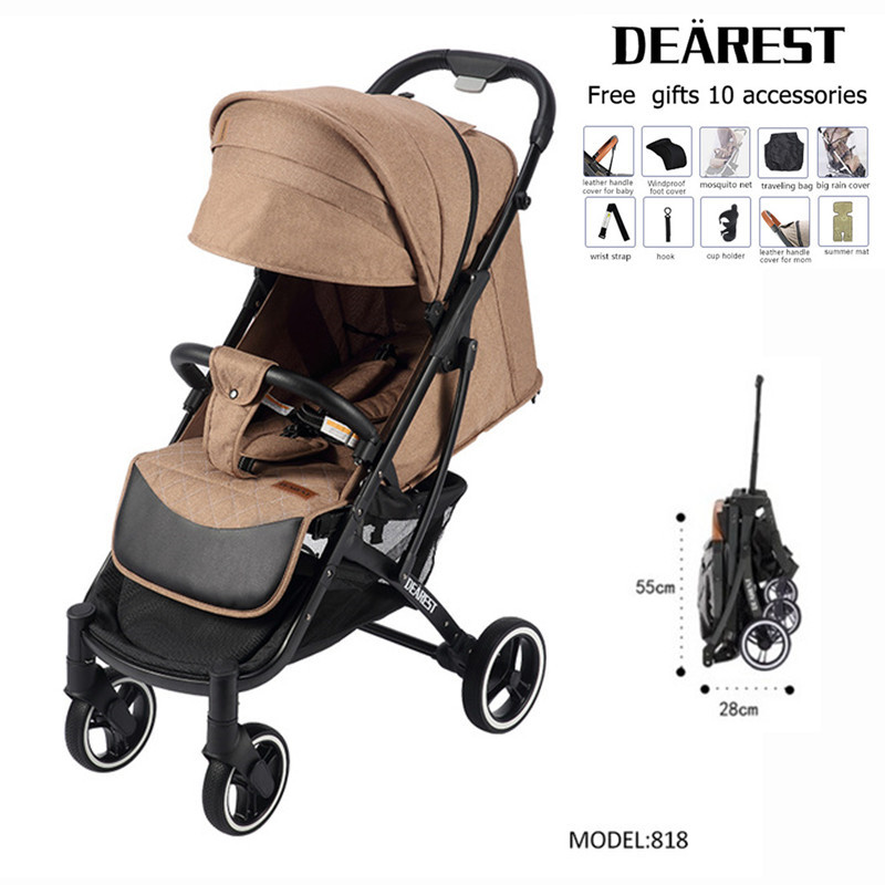 

DEAREST Baby Stroller Portable Travel Baby Carriage Folding Pram High Landscape Aluminum Frame Stroller for Newborn